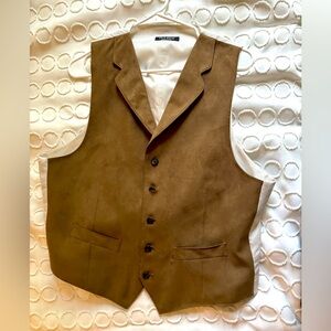 Jos A Bank men’s tailored vest. Brown and Cream Suit Vest Size M